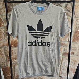 Adidas Heather Gray Tee with Black Trefoil